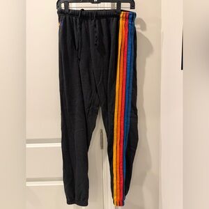 Aviator Nation Women's Sweatpants Black 5 Stripe Size Large